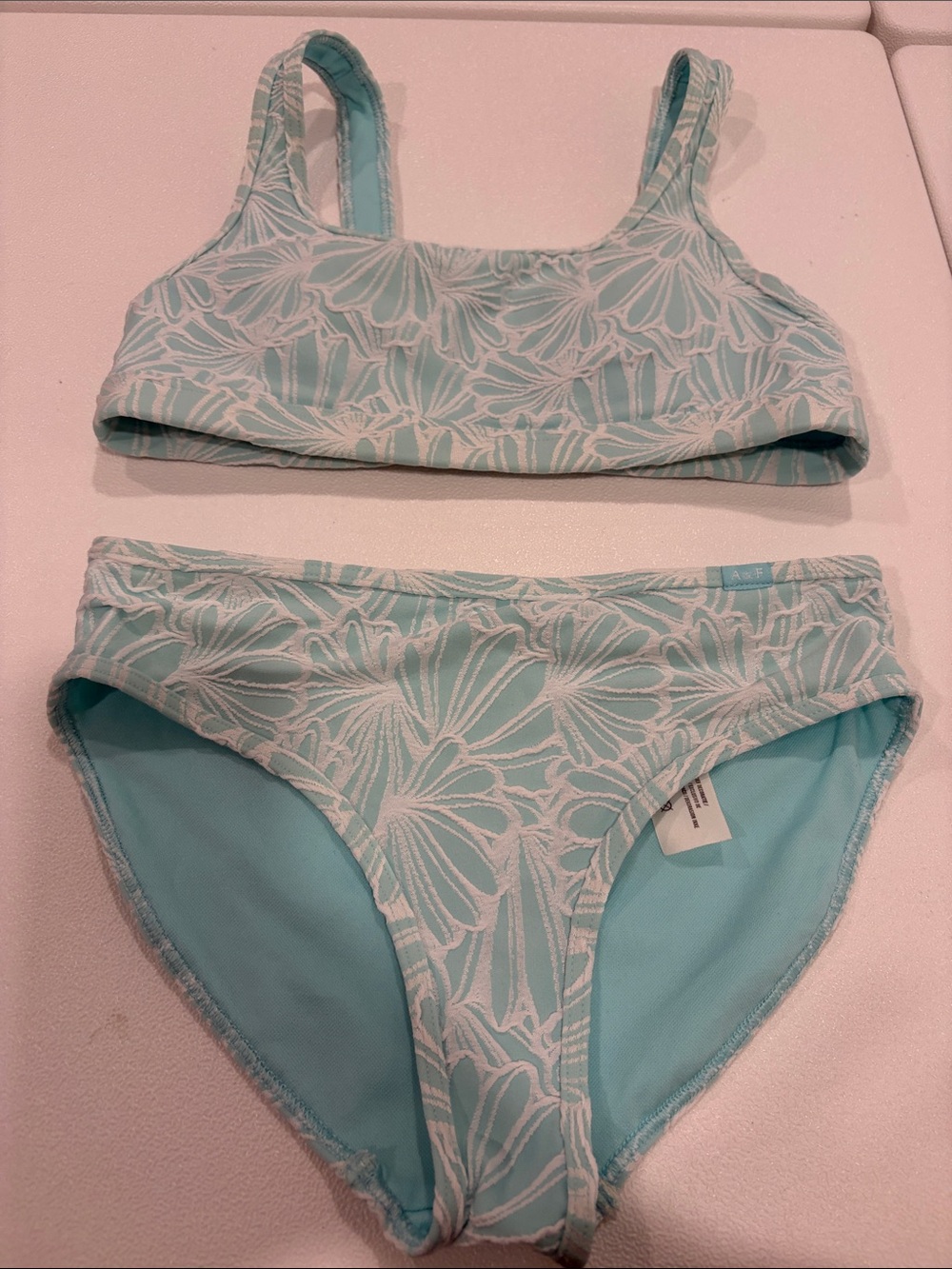 abercrombie kids Light Aqua Floral Two-Piece Swim Bikini